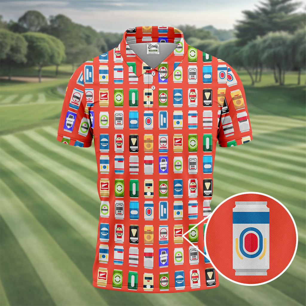 Famous Beer Can Golf Shirt, Golf And Beer Polo Shirts For Men, Golf Shirts For Men, Golfing Apparel