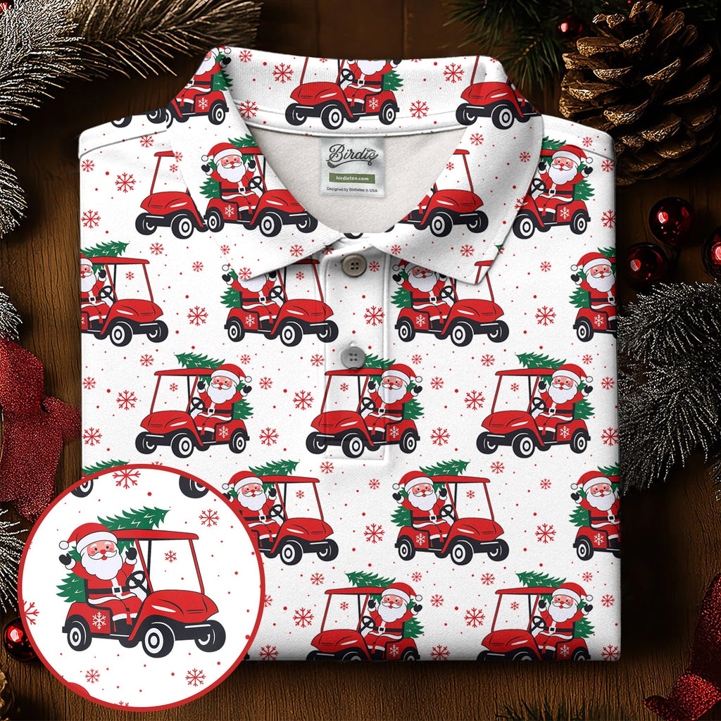 Santa Claus Golf Cart Fun Golf Shirts For Men, Christmas Golf Shirt, Polo Shirts For Men, Golf Gift For Men