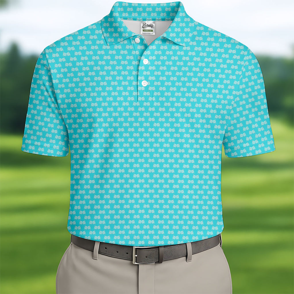 Funny Golf Balls Adult Humor Turquoise Blue Golf Tops For Men, Polo Shirts For Men