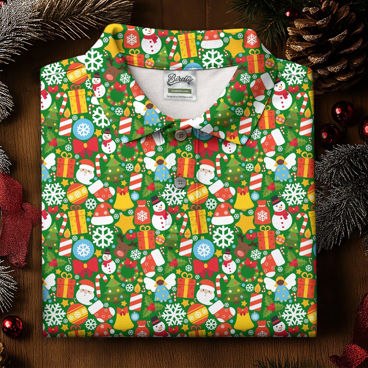 Festive Christmas Green Golf Shirt, Christmas Golf Shirt, Polo Shirts For Men, Golf Gift For Men, Golfing Apparel