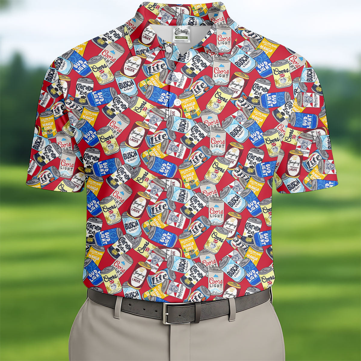American Beer Cans Red Golf Shirt, Golf And Beer Polo ShirtFor Men, Golf Shirts For Men