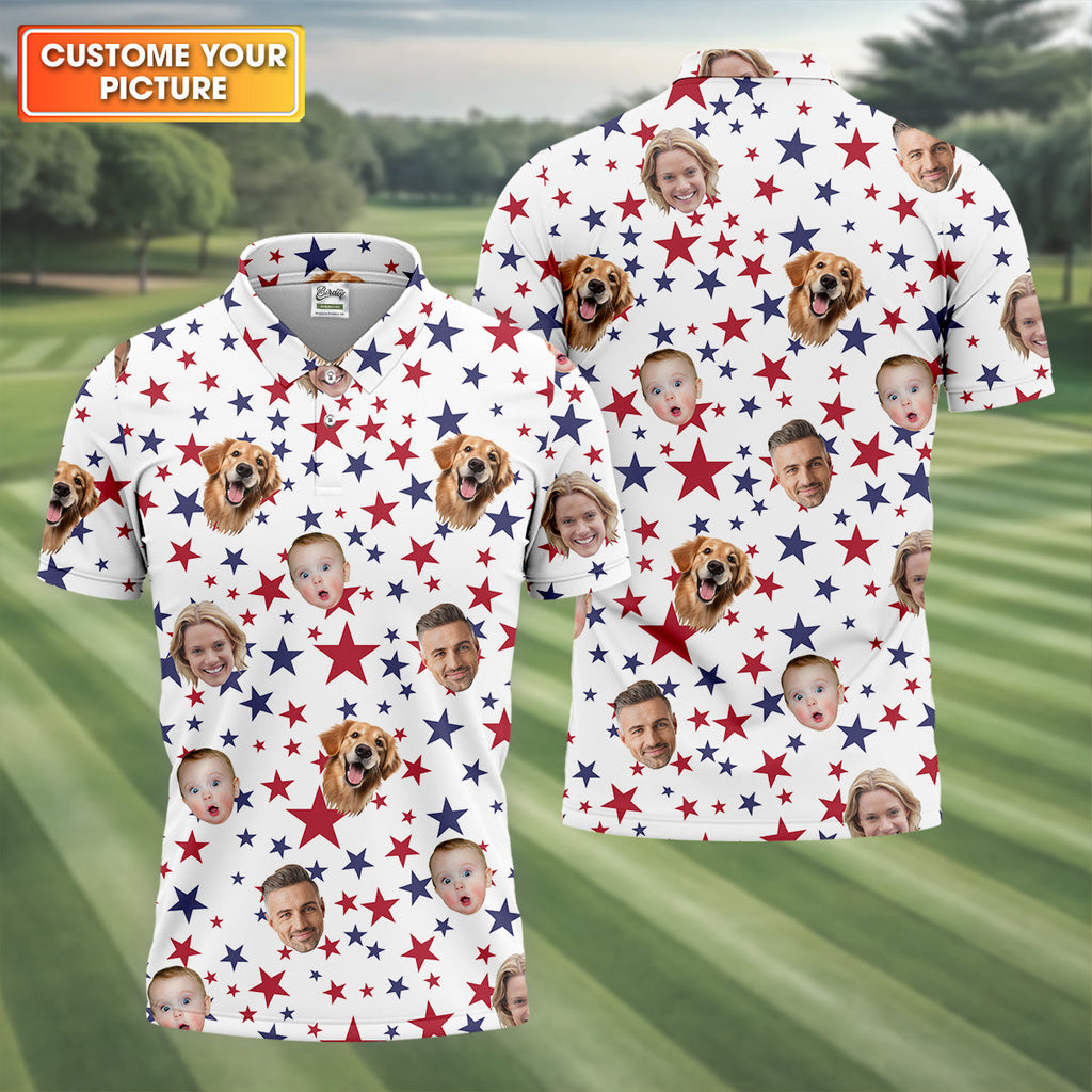 Custom Independence Days Shirts With Faces, 4th Of July Golf Polo, Men's Golf Polo Shirt, Independence Day Shirts