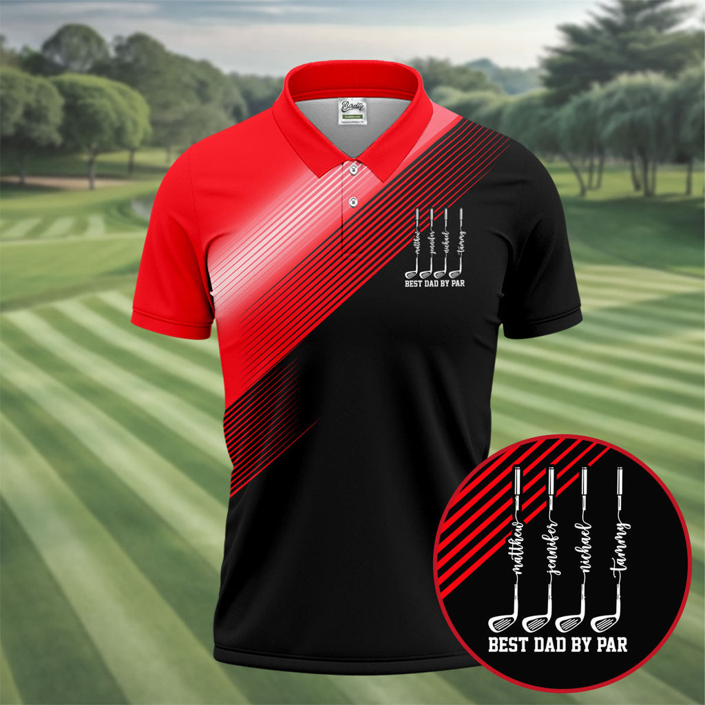 Best Dad By Par Diagonal Striped Father's Day Golf Shirt, Golf Gift For Dad, Polo Shirts For Men