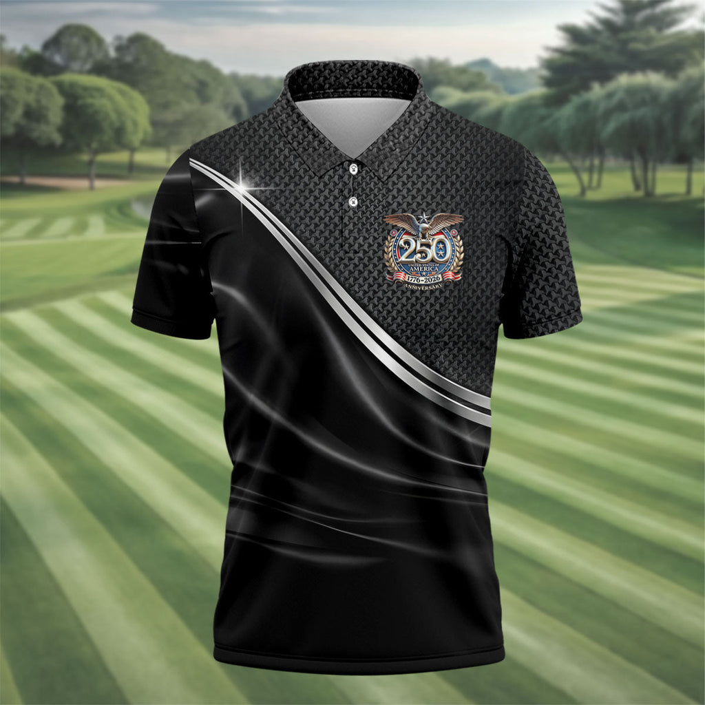 United States 250th Anniversary 4th Of July Golf Shirt, Patriotic Golf Shirt, Satin Print Golf Shirts For Men