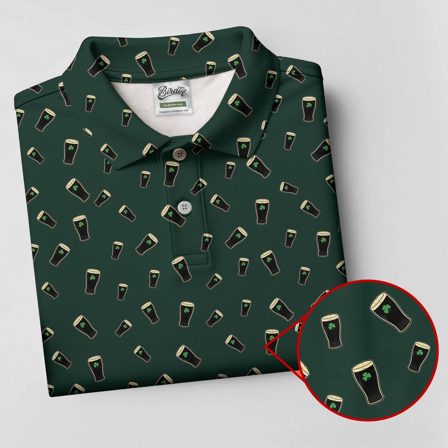 Dark Stout Beer St Patrick's Day Green Shamrock Golf Shirt, Polo ShirtFor Men, Golf Shirts For Men