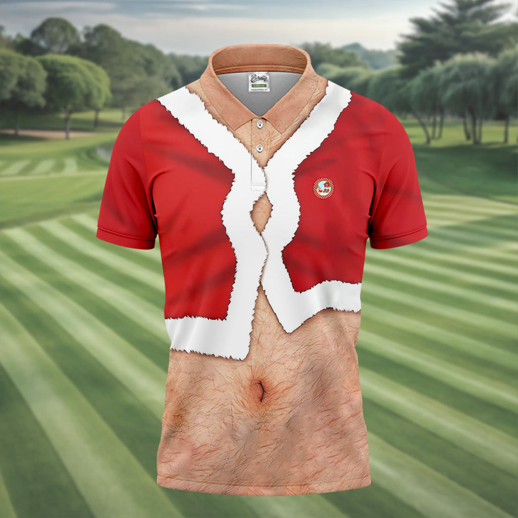 Funny Santa Costume Golf Polo Shirts, Custom Golf Shirt, Unique Gift For Golfer, Fun Golf Shirts For Men