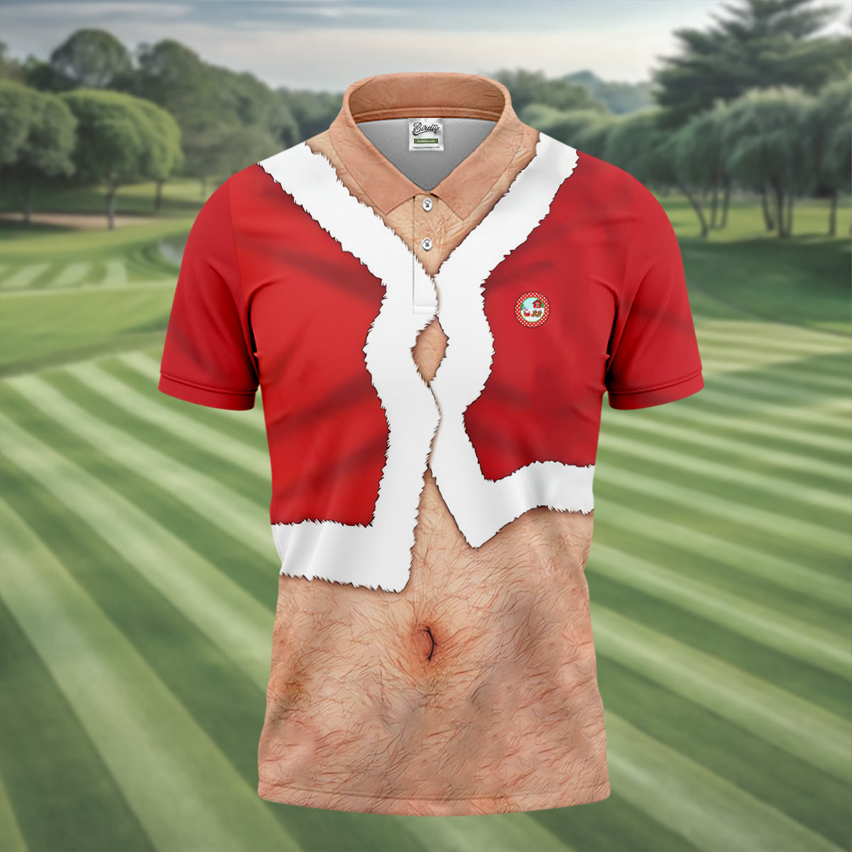 Funny Santa Costume Golf Polo Shirts, Custom Golf Shirt, Unique Gift For Golfer, Fun Golf Shirts For Men