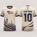 Red White Blue Fooball Shirt, V-Neck For Men Football Lover, American Soccer Fan Football Gifts