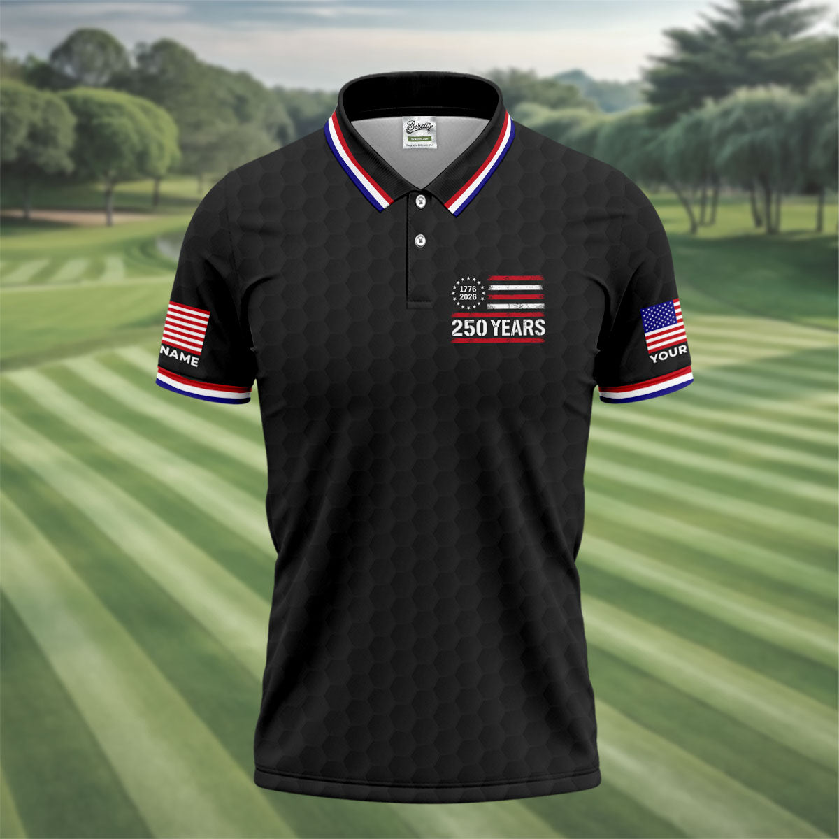 One Nation Under God We The People Black Golf Shirt, 250 Years 4th Of July Golf Shirts For Men