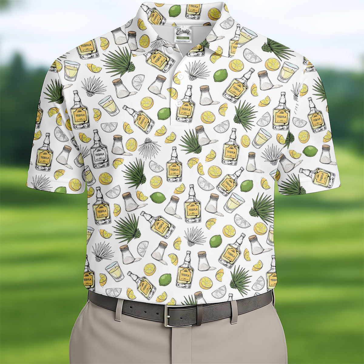 Tequila Lime Salt Cinco De Mayo Celebration Golf Tops For Men, Drinking Party Polo Shirts For Men