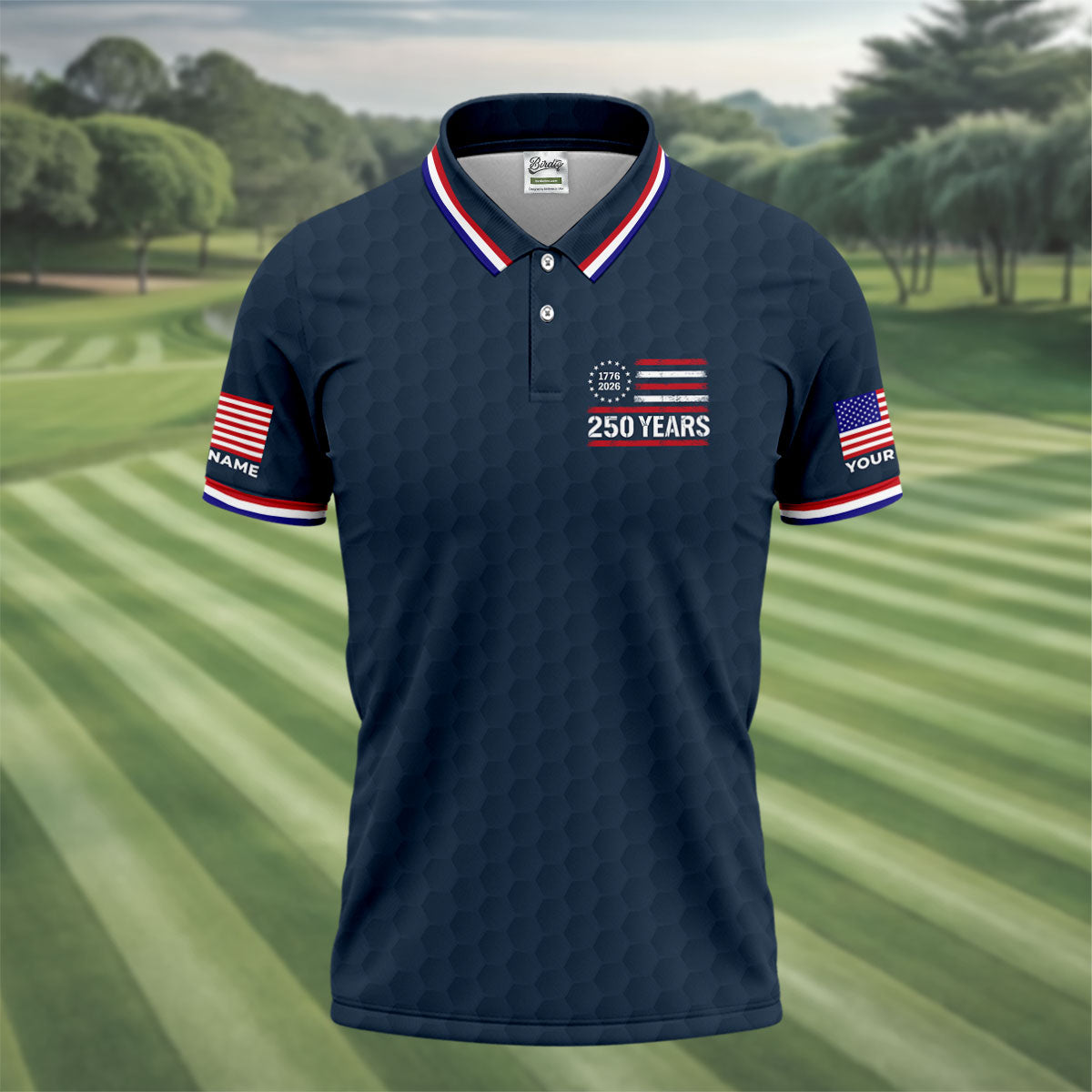 One Nation Under God We The People Navy Golf Shirt, 250 Years 4th Of July Golf Shirts For Men