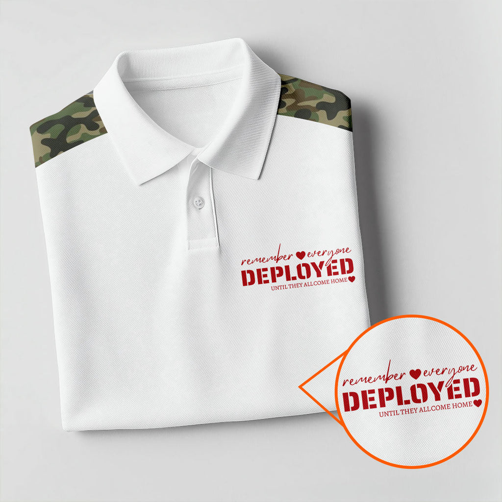 Remember Everyone Deployed Camo White Patriotic 4th Of July Golf Shirt, 250th Anniversary Golf Shirts For Men
