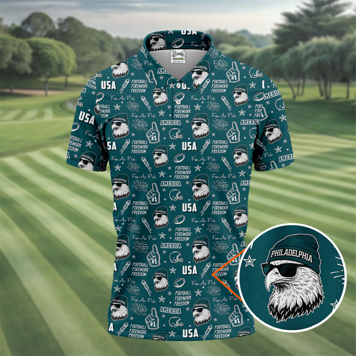 Swoop Eagle Midnight Green Sport Polo, American Football League Gift Ideas For Football Fans