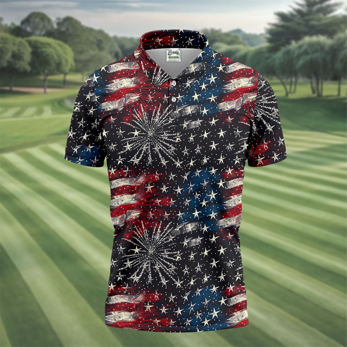 Patriotic American Flag Distressed Color 4th Of July Golf Shirts For Men, 250th Anniversary Polo Shirts For Men