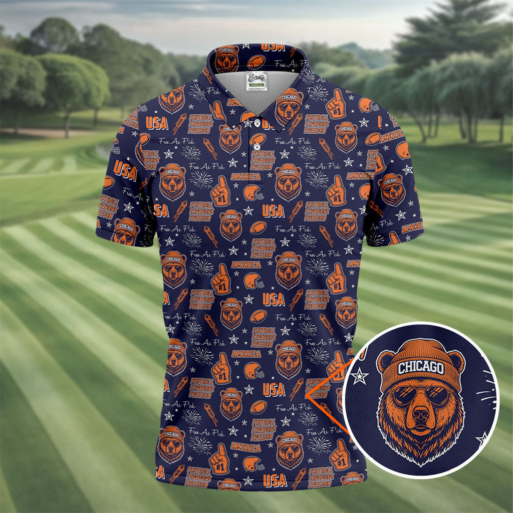 Cool Bear Beanie And Glasses Orange And Navy Blue Sport Polo, American Football League Gift Ideas For Football Fans