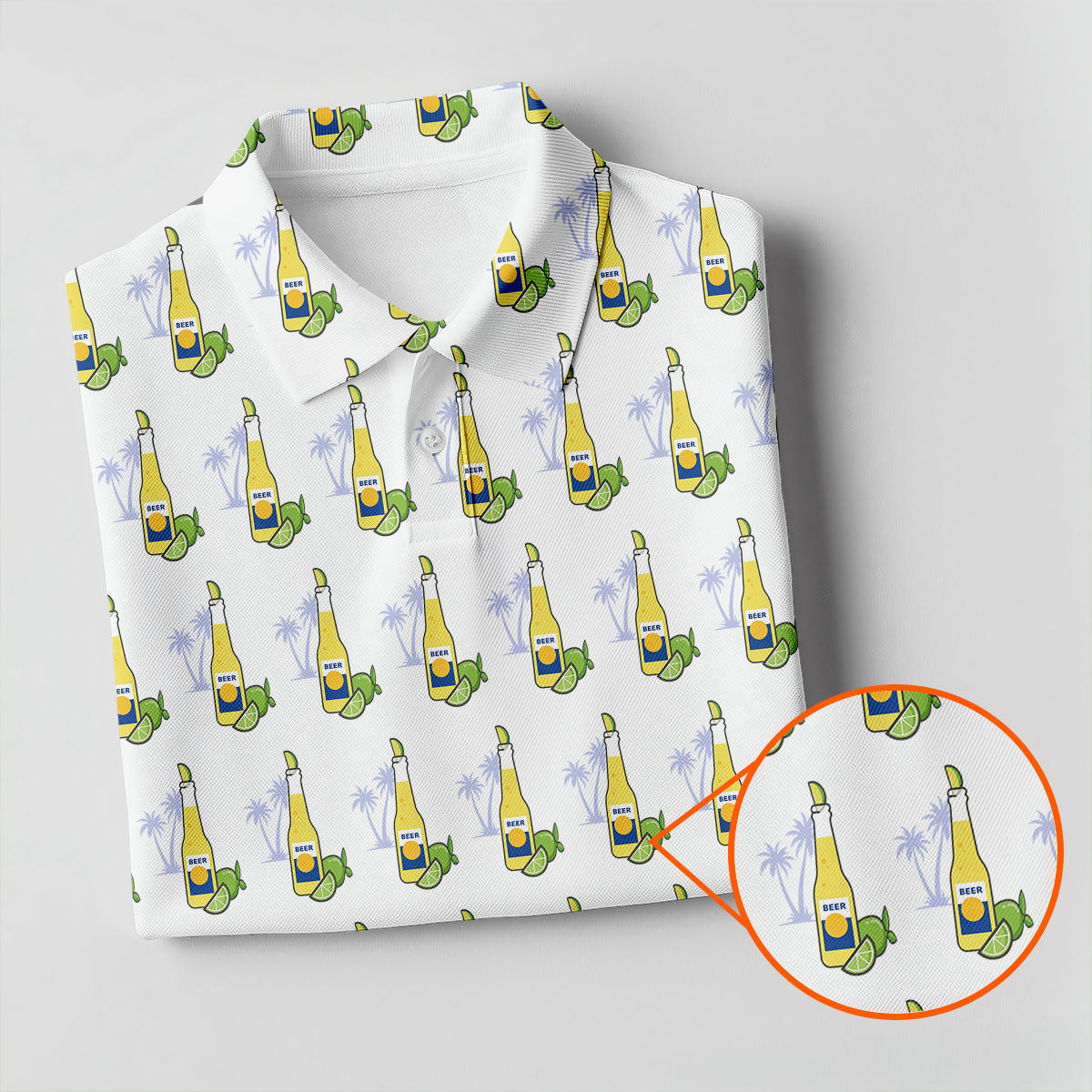 Beer And Lime Palm Tree Pattern Tropical Golf Shirt, Golf Shirts For Men, Polo Shirts For Men