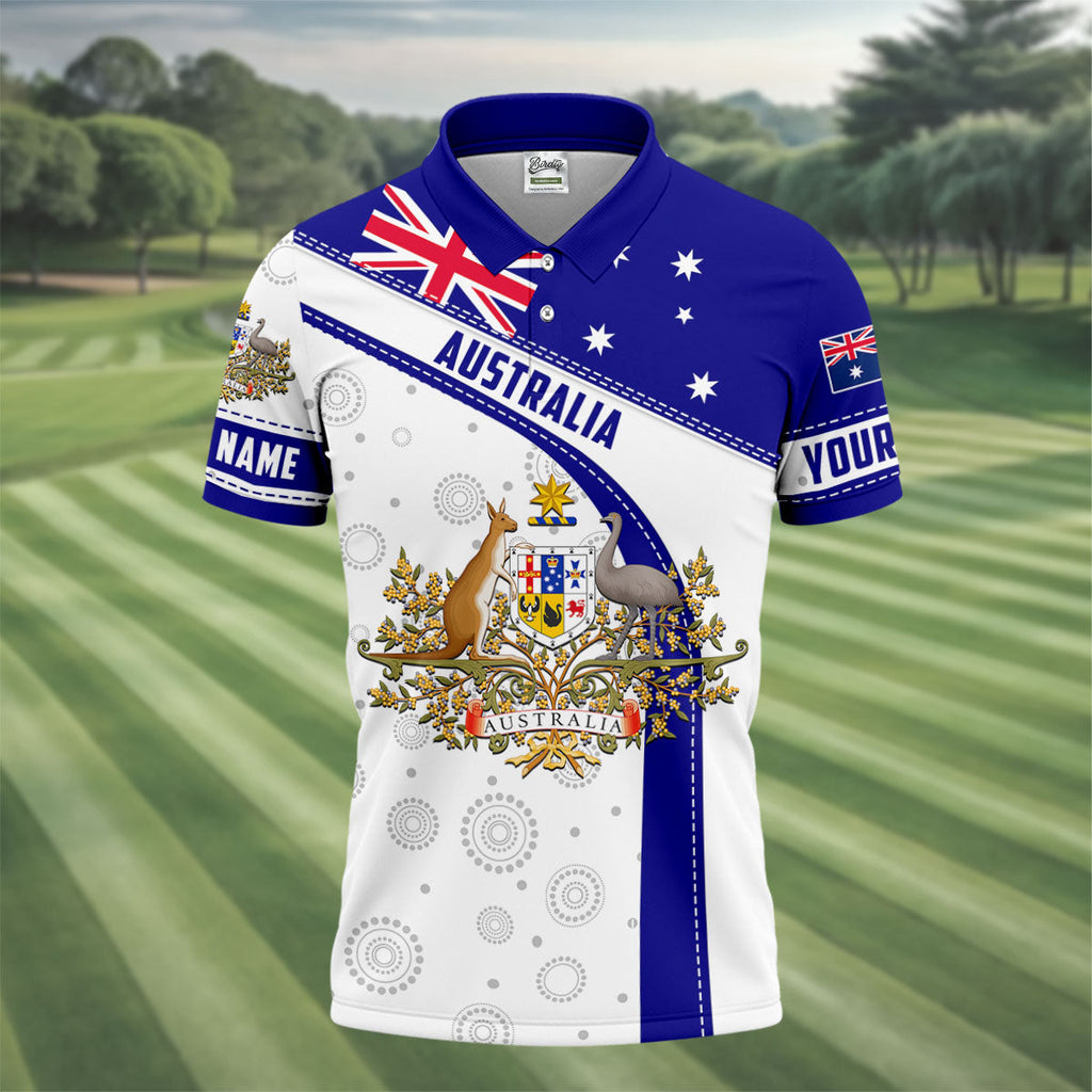 Australian Coat Of Arms Golf Tops For Men, Australia Flag Print Polo Shirts For Men