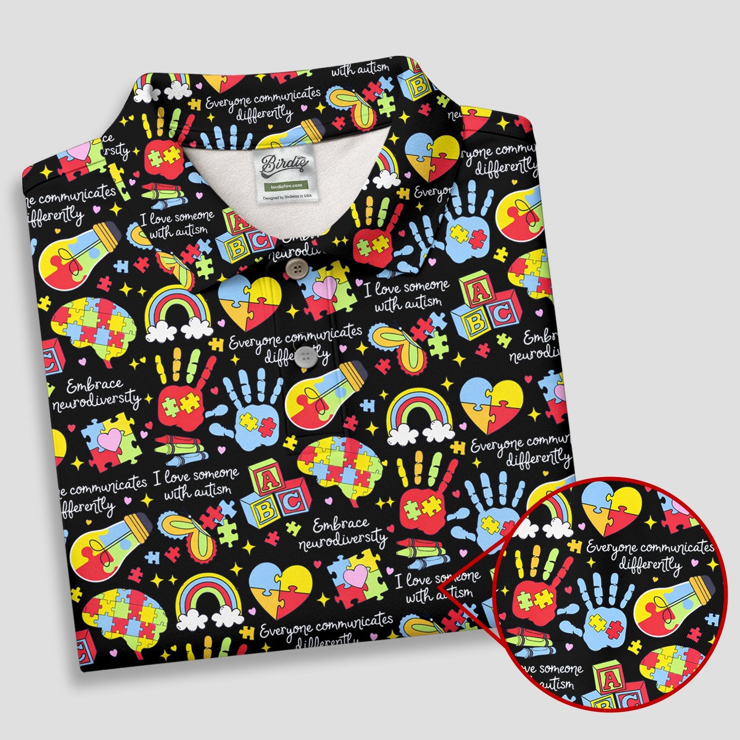 I Love Someone With Autism Black Golf Shirt, Autism Awareness Color Ladies Golf Shirts, Ladies Golf Polos