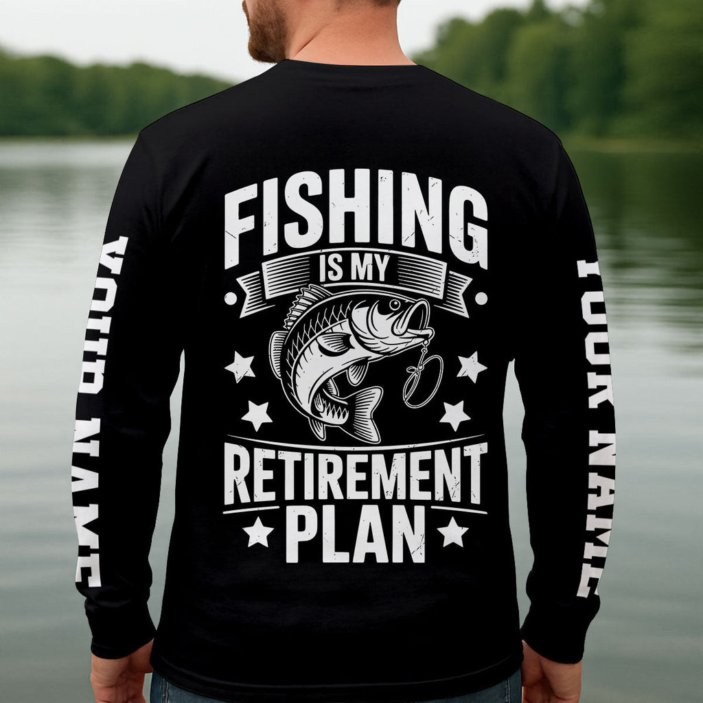 Fishing Is My Retirement Plan Bass Fishing UPF Shirt, Mens Fishing Shirt, Fishing Apparel