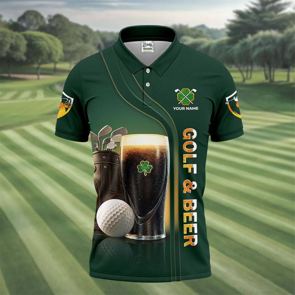 If You Drink Definitely Drive Golf And Beer Black Beer St Patrick's Day Green Golf Tops For Men, Golf Shirts For Men