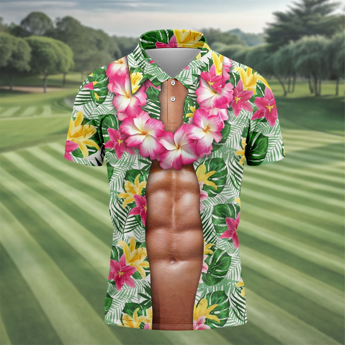 Muscle Costume Hawaiian Golf Shirt, Men's Funny Golf Shirts, Polo ShirtFor Men