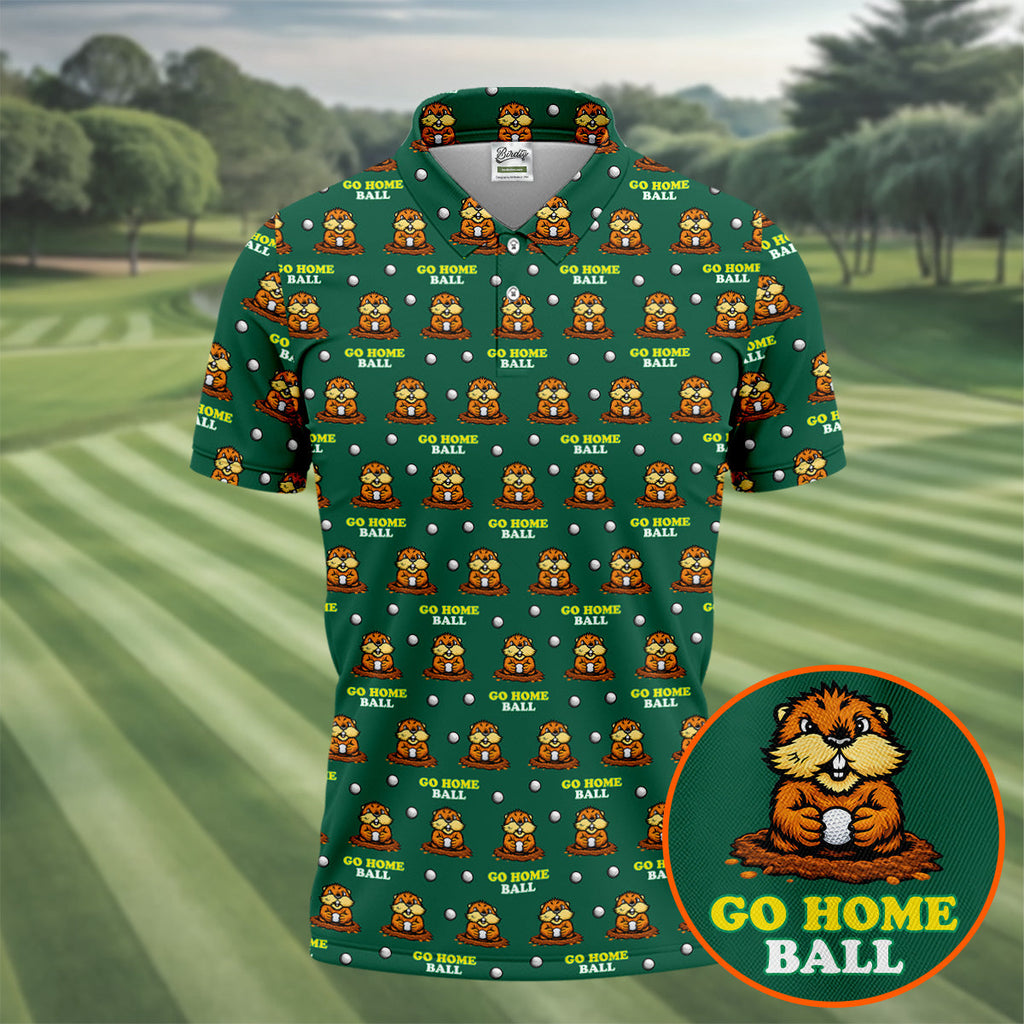 Go Home Ball Funny Groundhog Men's Golf Polo Shirts, Golf Shirts For Men, Polo Shirts For Men