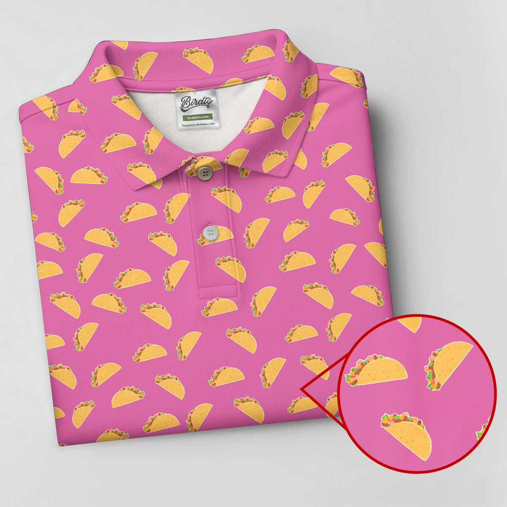 The Pink Taco Seamless Pattern Golf Tops For Men, Polo Shirts For Men, Golf Shirts For Men