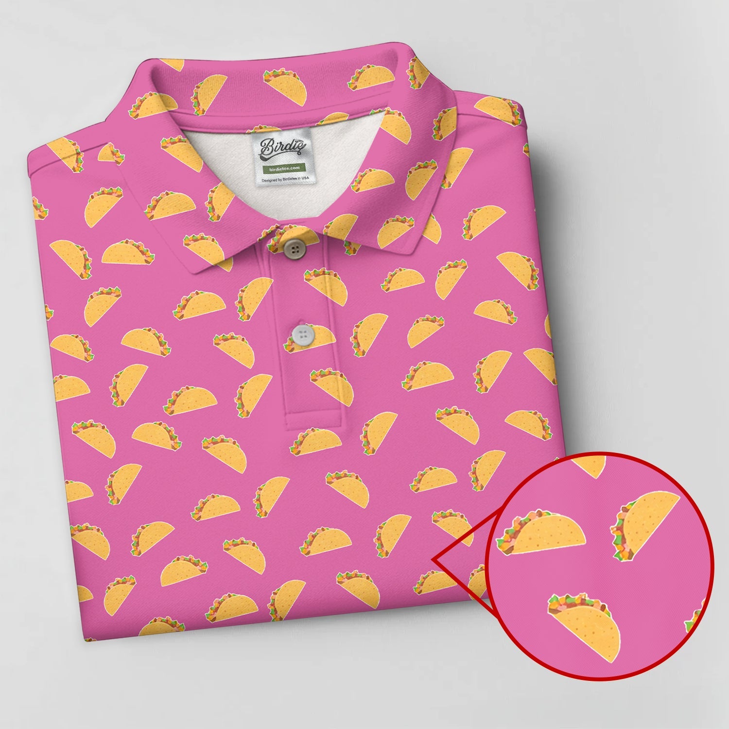 The Pink Taco Seamless Pattern Golf Tops For Men, Polo Shirts For Men, Golf Shirts For Men