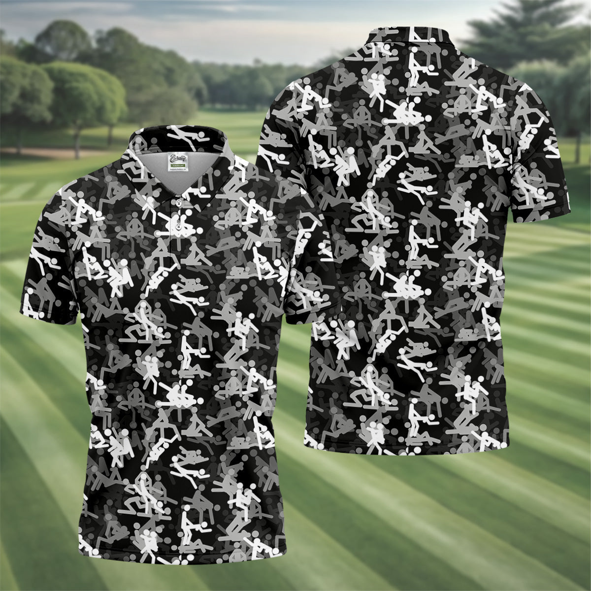 Black And White Funny Couple Mens Golf Polo Shirts, Cool Golf Gift, Golfing Apparel
