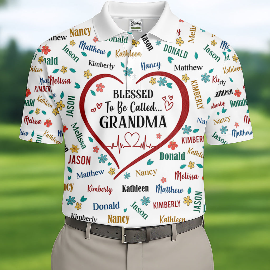 Blessed To Be Call Grandma Custom Name Golf Tops For Men, Cute Golf Outfit, Polo Shirts For Men, Golf Gift For Men