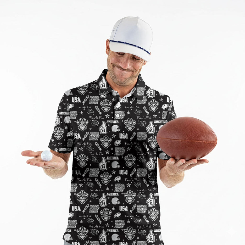Pirate Black Silver White Sport Polo, American Football League Gift Ideas For Football Fans