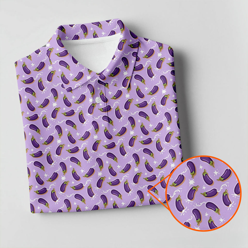 Funny Eggplant Purple Golf Shirt, Fun Golf Shirts For Men, Polo Shirts For Men, Golf Gift For Men