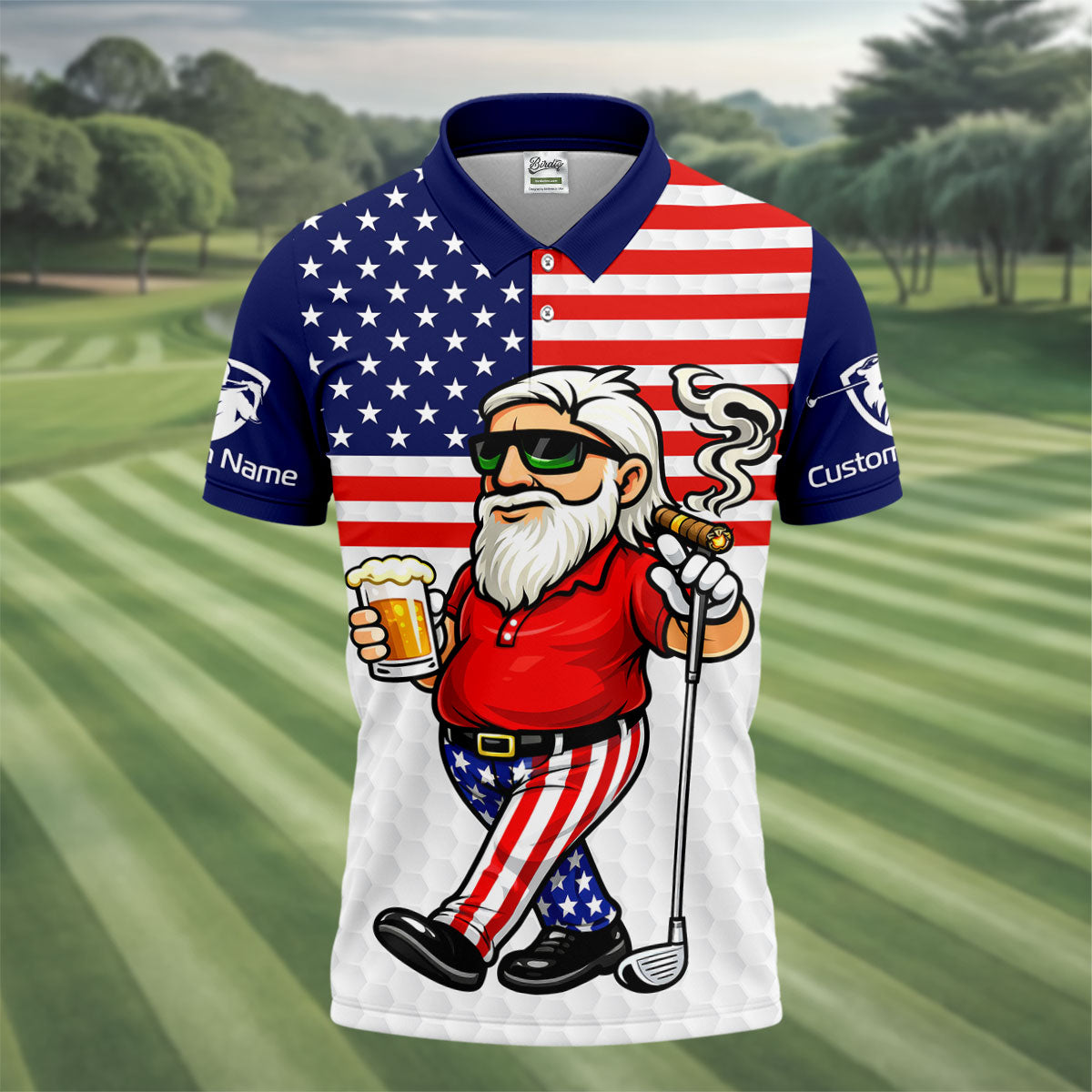 Real Grandpas Play Golf Father's Day 4th Of July Golf Shirt, 250 Years Polo Shirts For Men