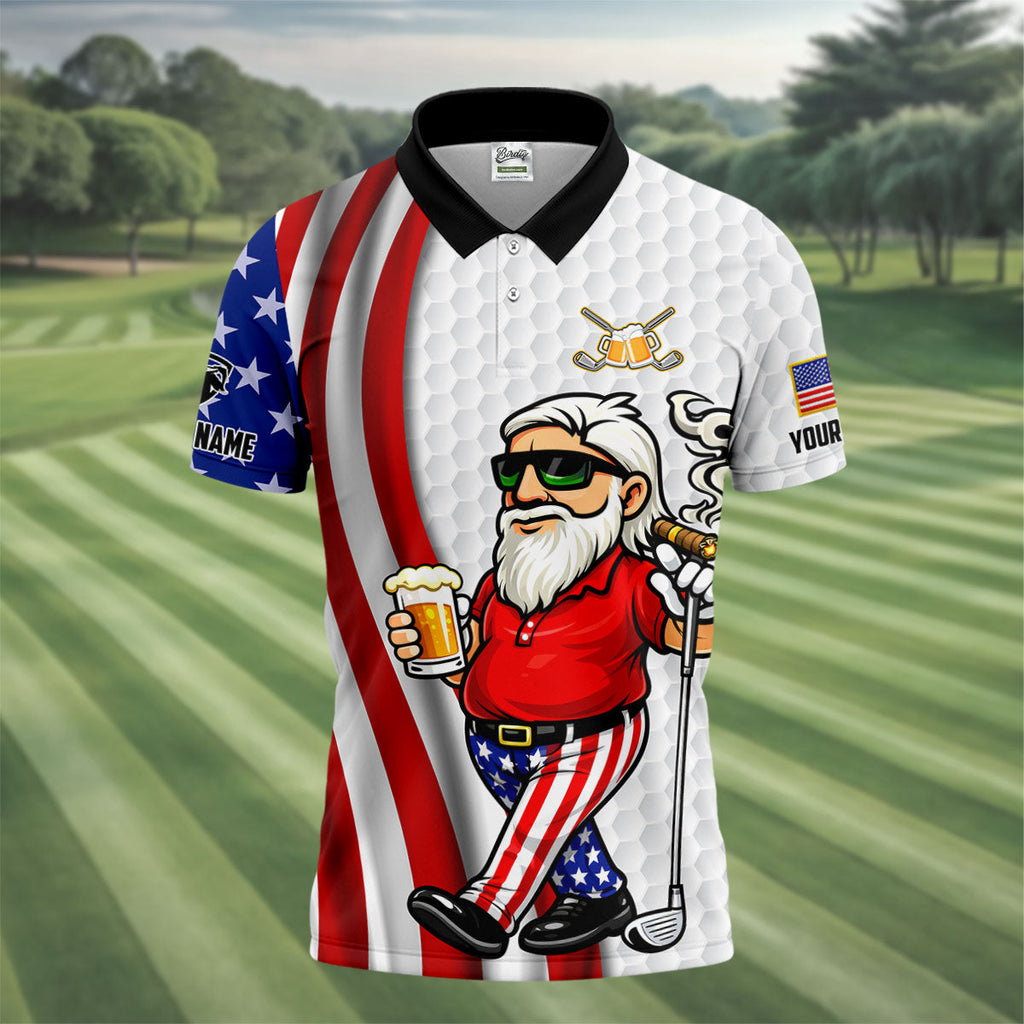 Happiness Is An Old Man With A Beer Funny 4th Of July White Golf Shirt, 250th Anniversary Golf Shirts For Men