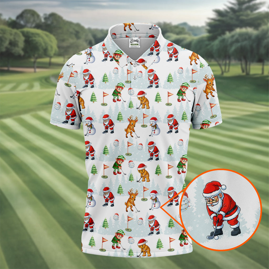 Classic Christmas Characters Golf Tops For Men, Cute Golf Outfit, Fun Golf Shirts For Men, Christmas Golf Shirt