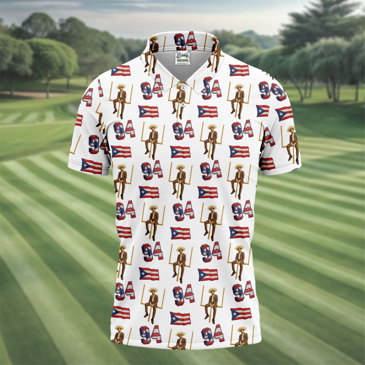 Bad Bunny Benito Bowl Football Theme White Men Polo, American Football League Gift Ideas For Football Fans