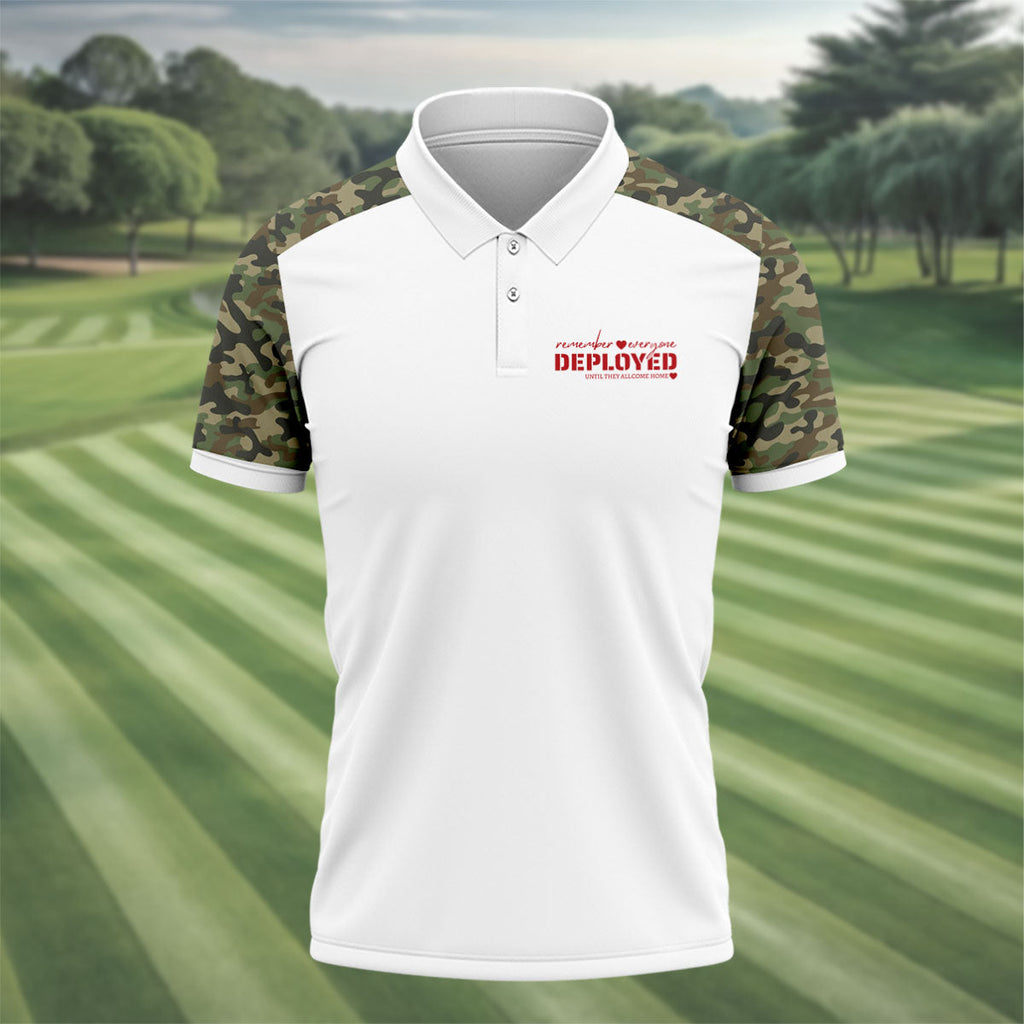 Remember Everyone Deployed Camo White Patriotic 4th Of July Golf Shirt, 250th Anniversary Golf Shirts For Men