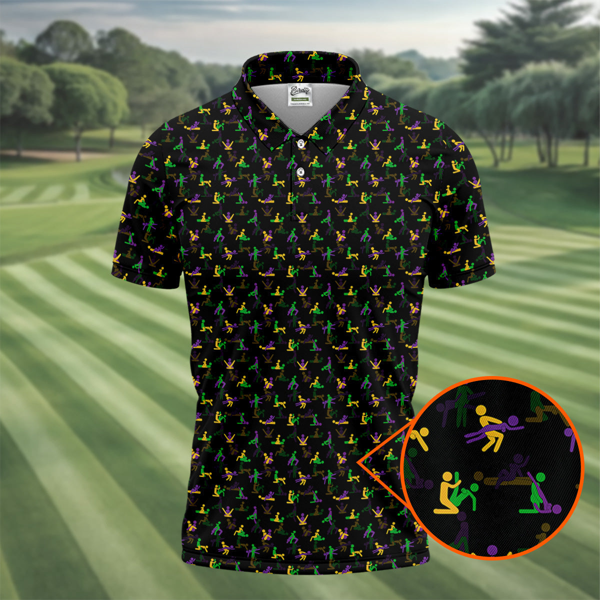 Naughty Position Stick Figure Couple Mardi Gras Black Golf Shirt, Polo Shirts For Men, Golf Shirts For Men