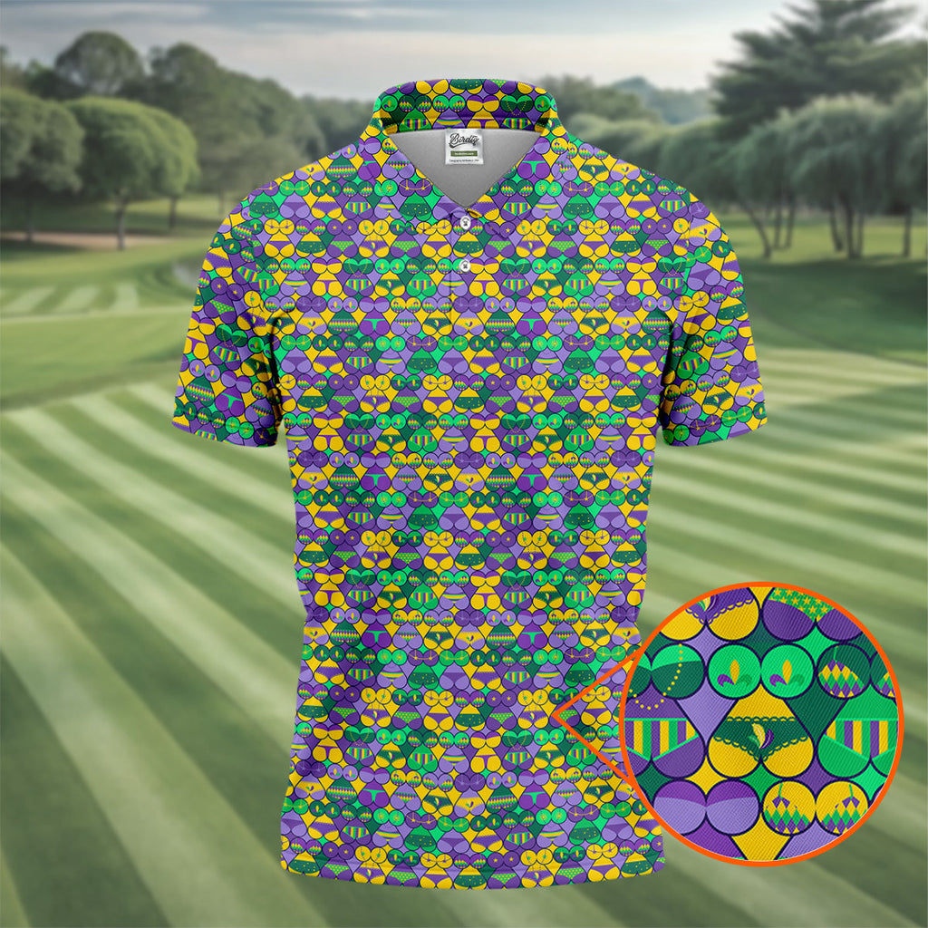 Adult Humor Naughty Fun Mardi Gras Golf Shirt, Golf Tops For Men, Polo ShirtFor Men, Golf Shirts For Men