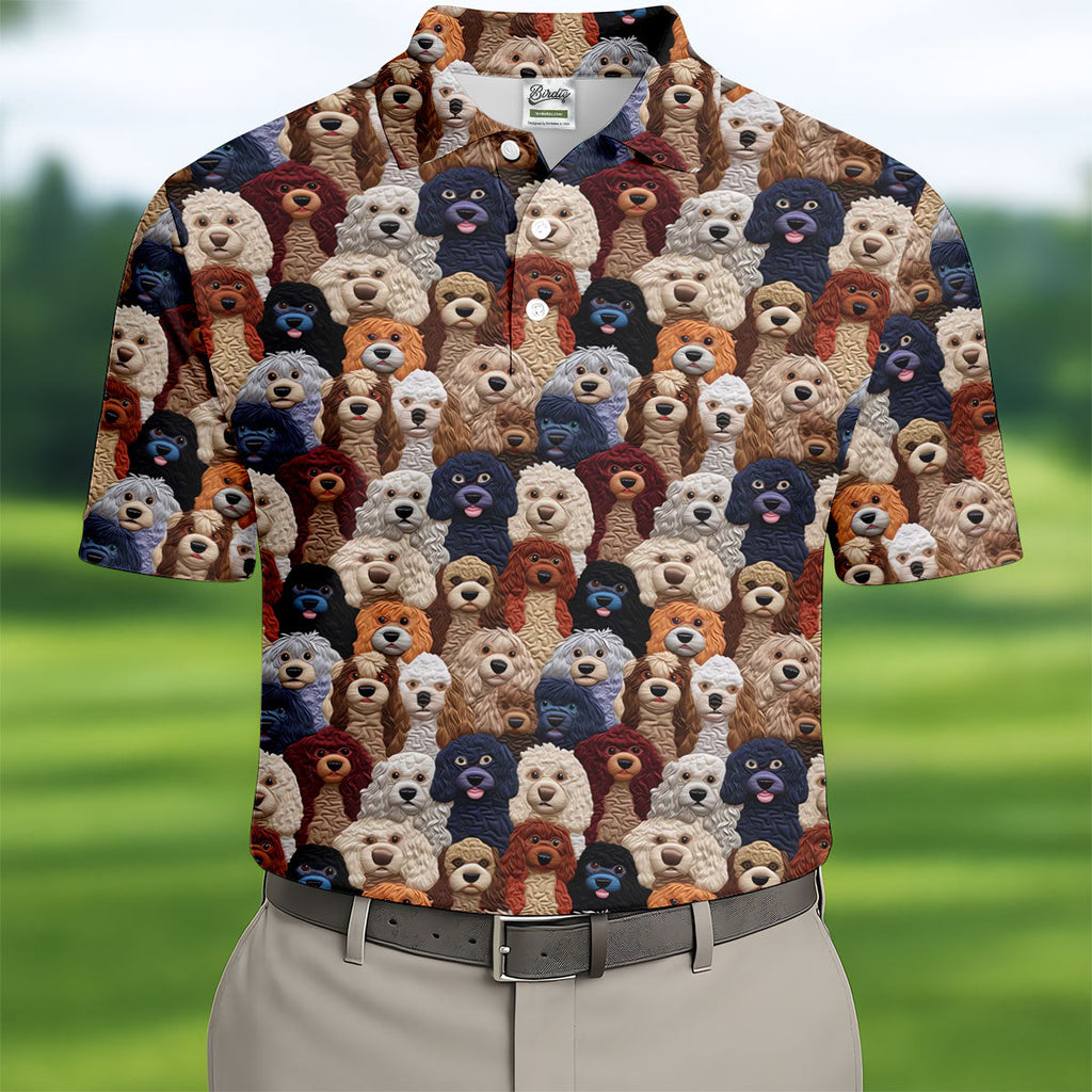 Cartoon Poodle Dog Men's Golf Polo Shirts, Gifts For Dog Lovers, Polo Shirts For Men