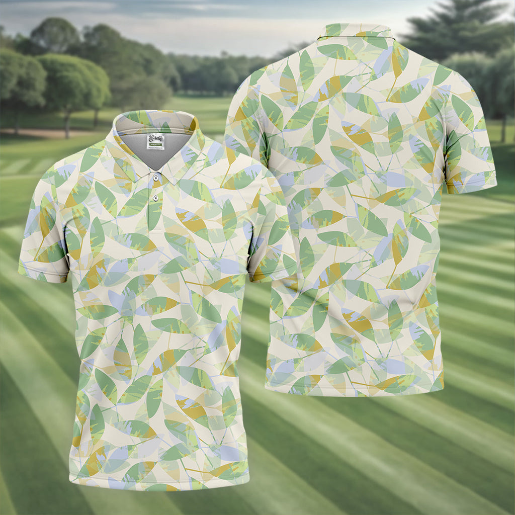 Abtract Seamless Pattern Men Golf Polo, Pastel Men's Long Seeve Golf Shirts, Matching Golf Shirts