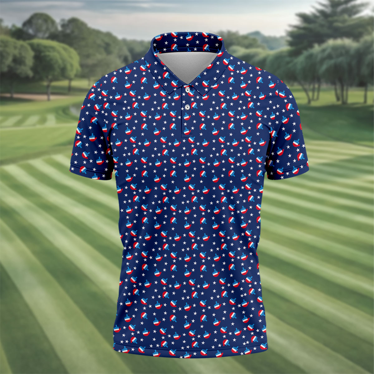 Red White Blue Dirty Finger 4th Of July Golf Shirt, Patriotic Golf Shirt, 250th Anniversary Men's Funny Golf Shirts