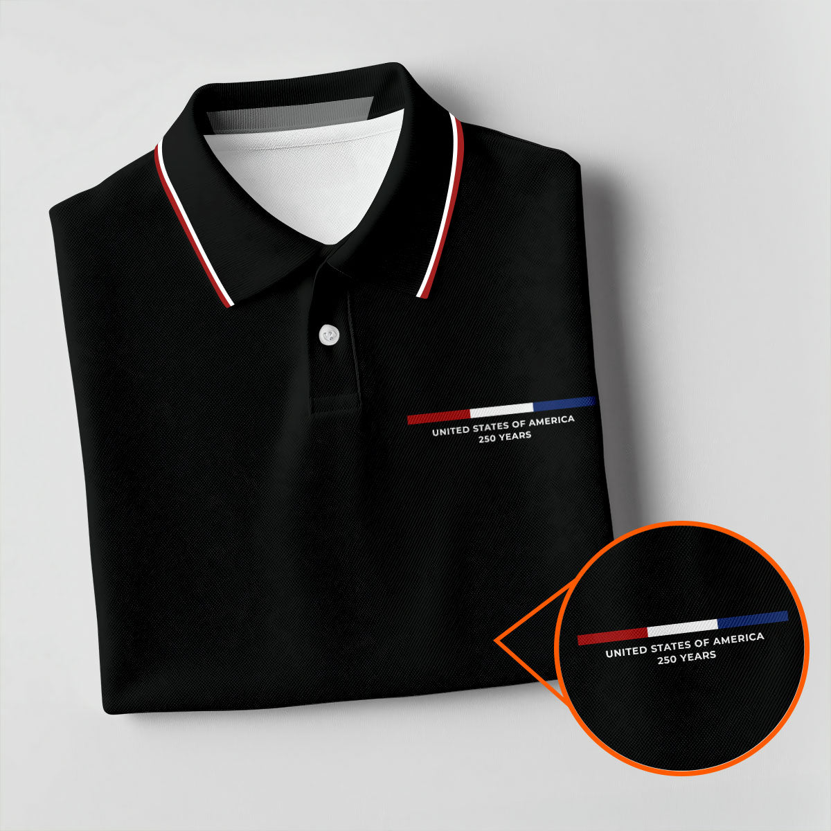 United States Of America 250 Years Black Golf Shirt, Patriotic Golf Shirt, Golf Shirts For Men