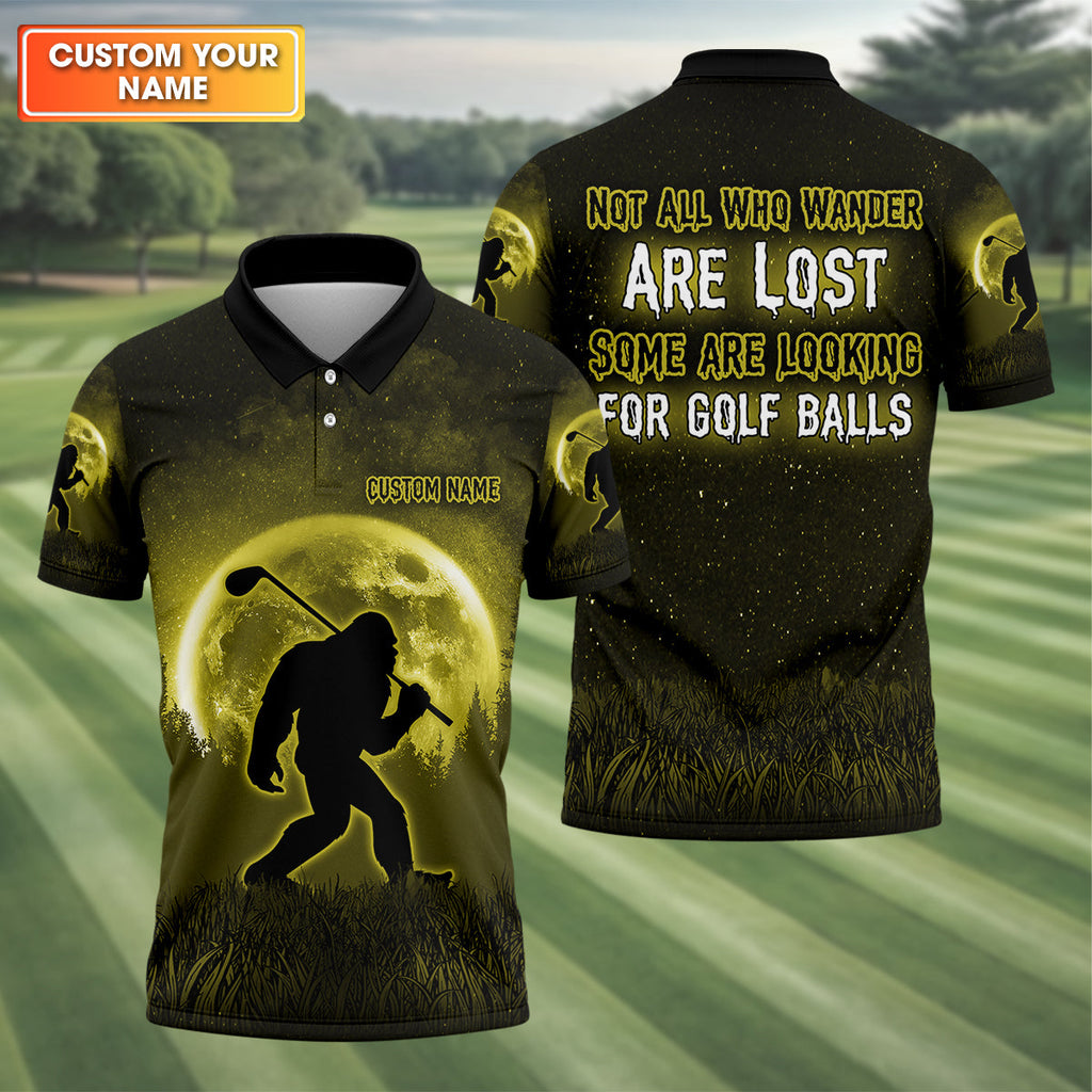 Not All Who Wander Are Lost Bigfoot Golf Polo Shirt, Mens Golf Gift, Funny Golf Shirt