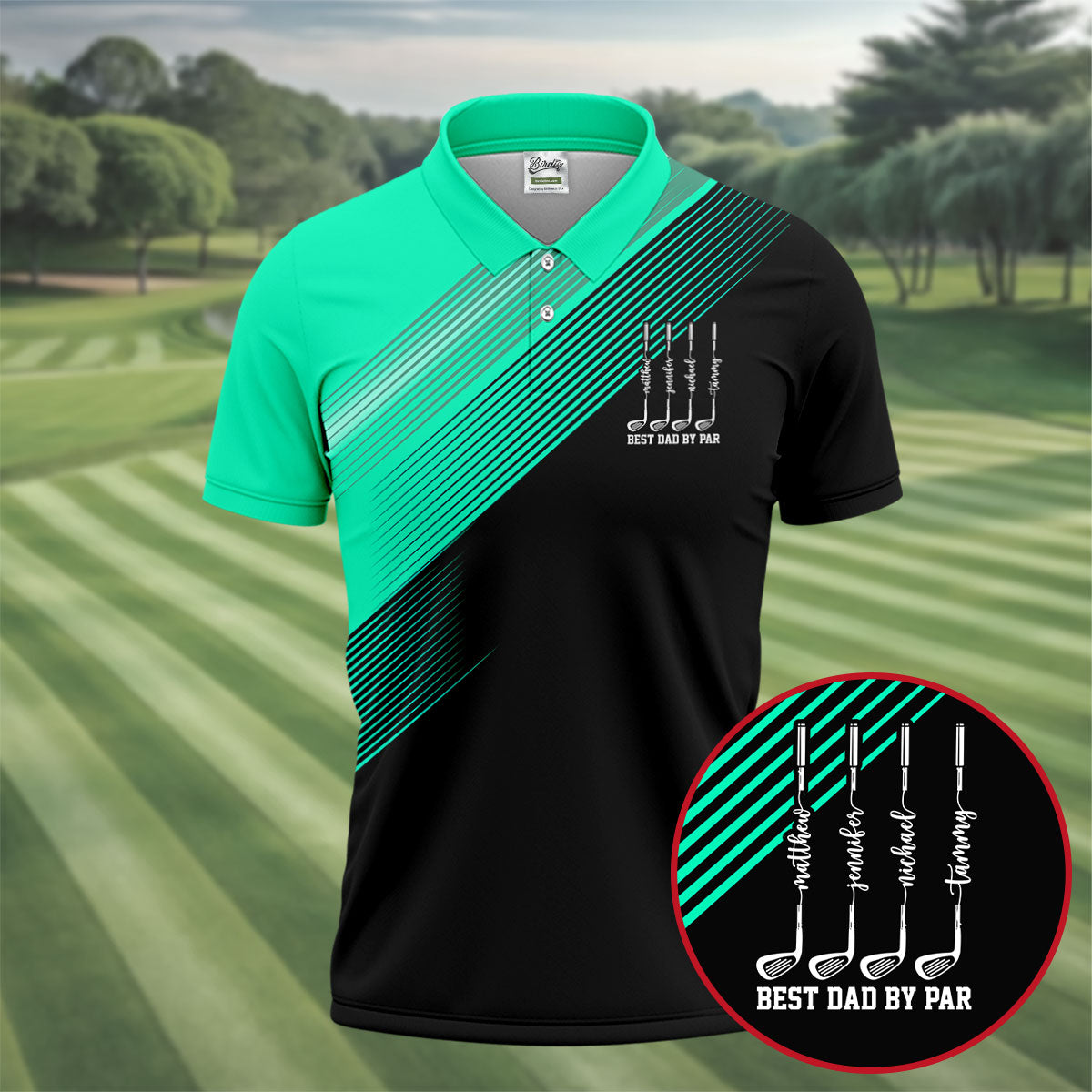 Best Dad By Par Diagonal Striped Father's Day Golf Shirt, Golf Gift For Dad, Polo Shirts For Men