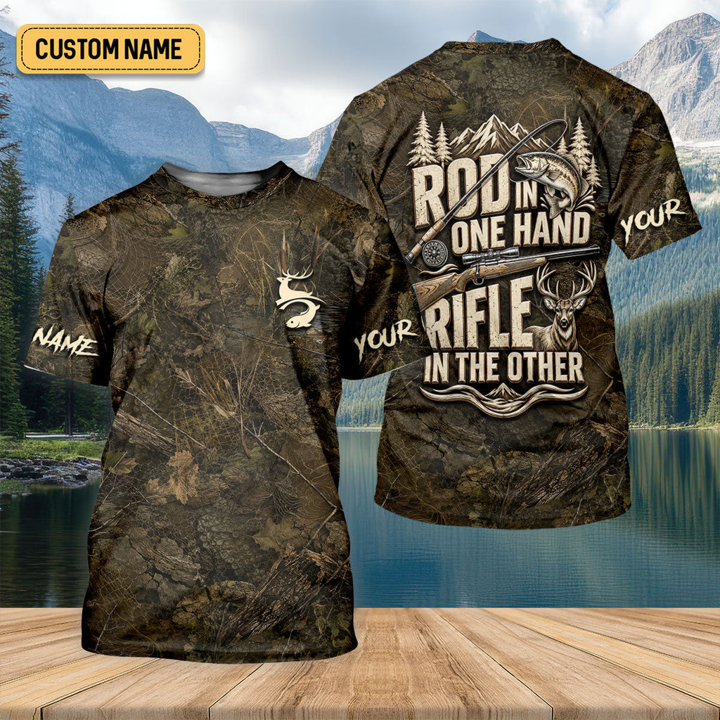 Rod In One Hand Rifle In The Other Fishing UPF Shirt, Fishing Shirts For Women, Hunting Shirt
