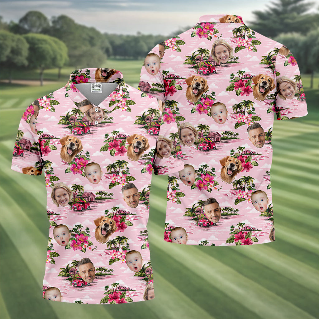 Mens Pink Hawaiian Shirt, Flower Men Shirt, Custom Team Shirt, Men Polo Shirt, Best Gifts For Men Golfers