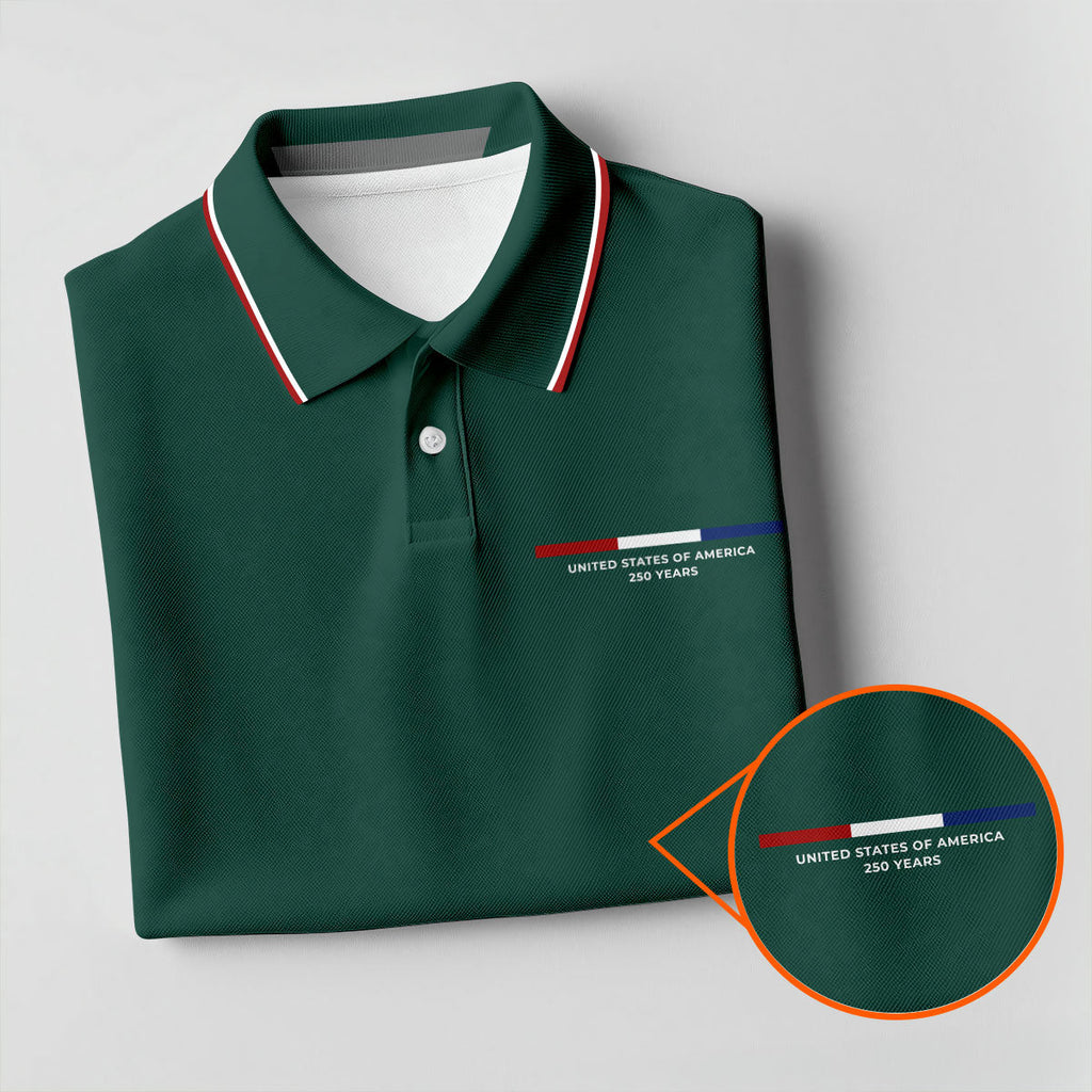 United States Of America 250 Years Green Golf Shirt, Patriotic Golf Shirt, Golf Shirts For Men