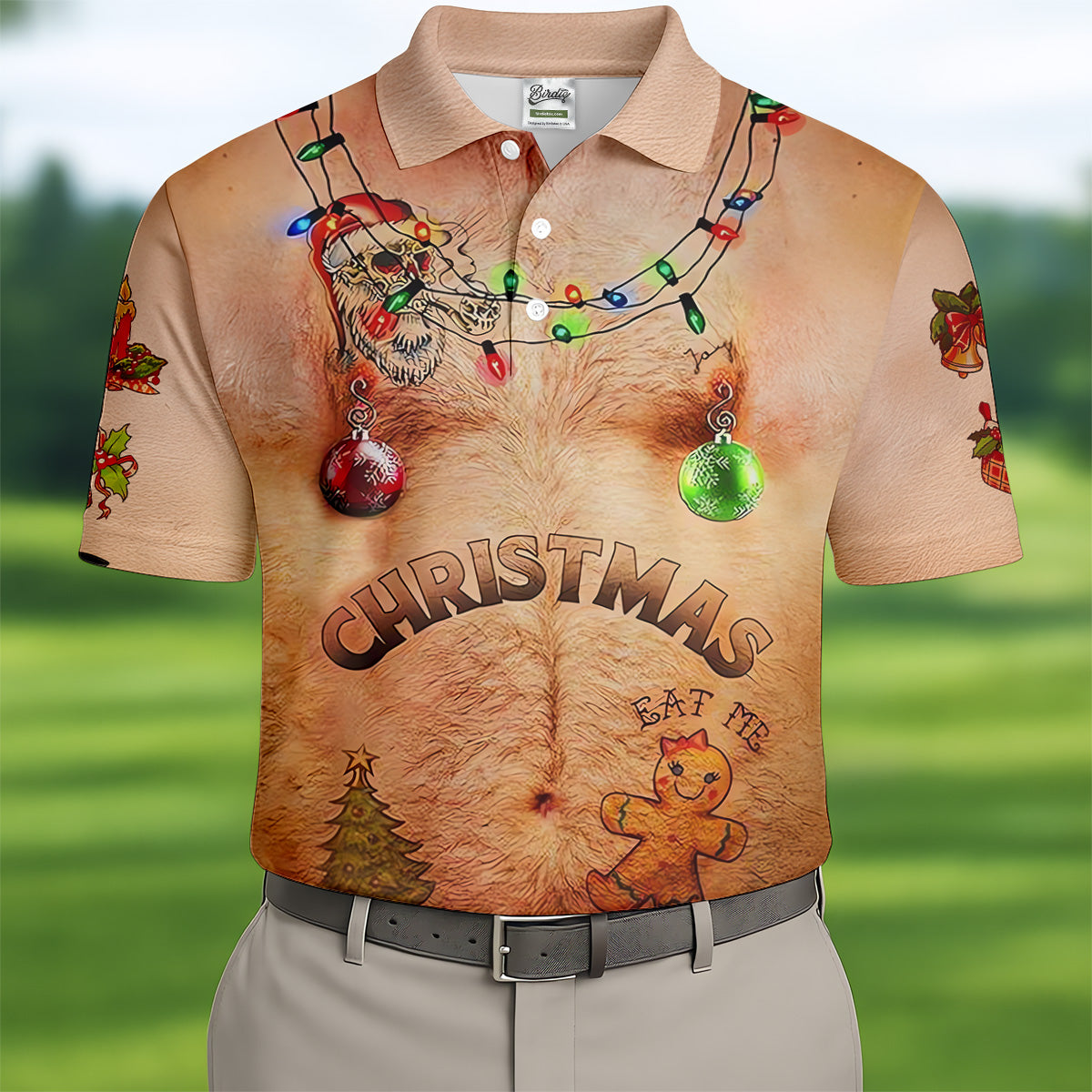 Eat Me Funny Christmas Golf Shirt, Fun Golf Shirts For Men, Unique Gift For Golfer, Polo Shirts For Men