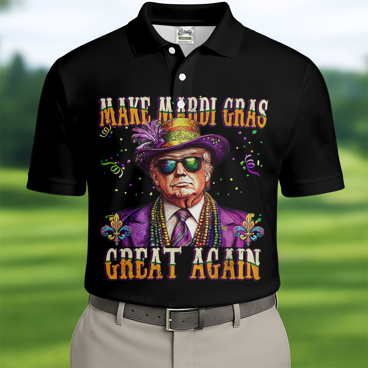 Make Mardi Gras Great Again Men's Funny Golf Shirts, Golf Shirts For Men, Polo Shirts For Men